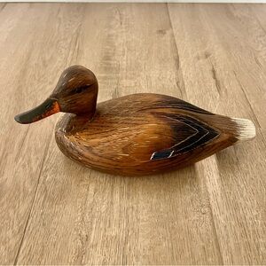 Mallard‎ Hen Signed Lynda C. Bryan, Wooden Wildlife, Wood Hand Caved, Glass Eyes